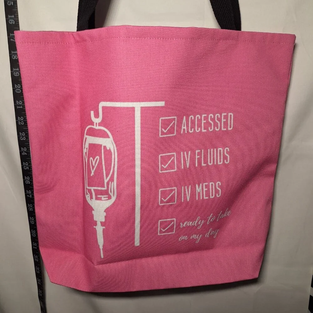 NWOT Canvas Tote - IV Hydration/Meds - Pink w/ black straps - NEW